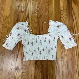 For Love & Lemons white ruffled crop top Size S